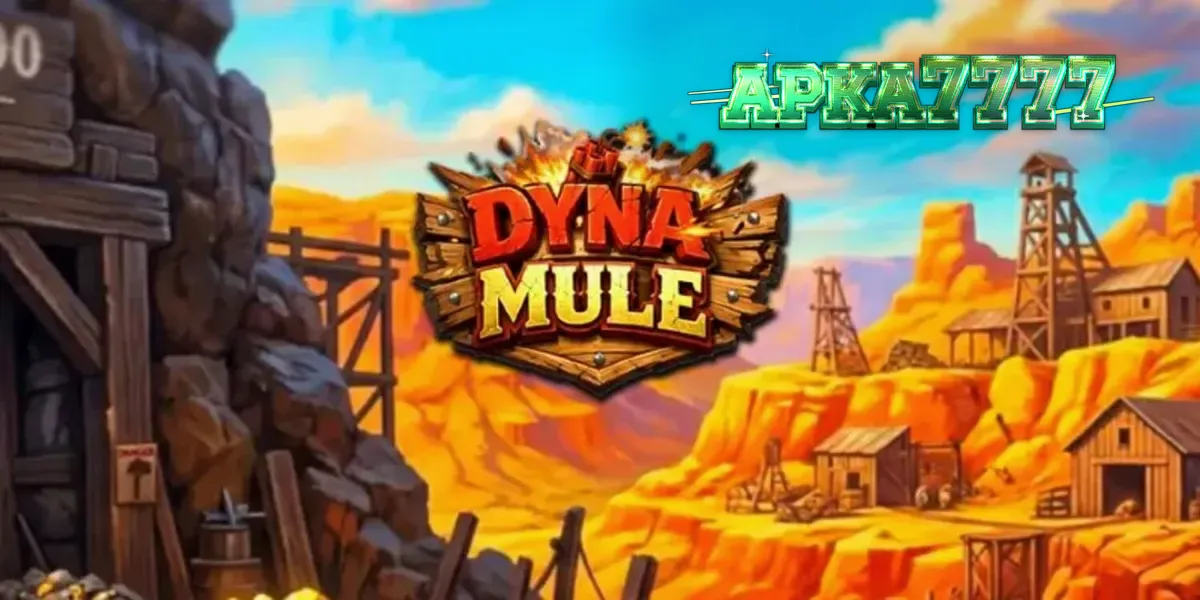 Tampilan visual slot Dyna Mule dengan latar belakang tambang dan simbol mekanis